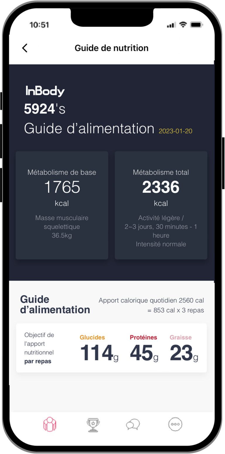 Nourrissez votre corps avec les plans d'alimentation personnalisé de l'app mobile InBody